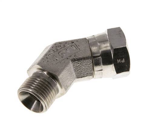 45deg Angled Fitting G3/8'' Female x Male High Pressure Stainless Steel 60° Cone 325bar (4566.25psi) Hydraulic