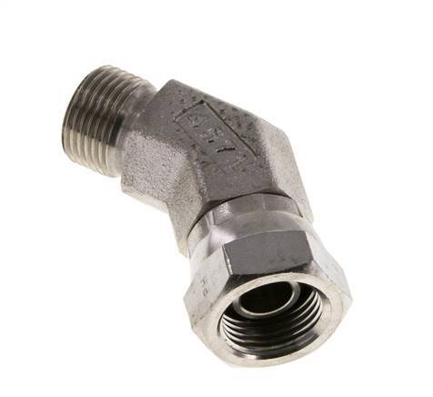 45deg Angled Fitting G3/8'' Female x Male High Pressure Stainless Steel 60° Cone 325bar (4566.25psi) Hydraulic