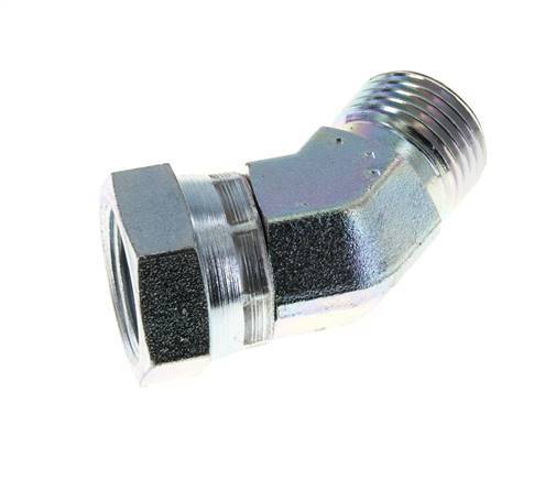 45deg Angled Fitting G1/2'' Female x Male High Pressure Steel 60° Cone 300bar (4215.0psi) Hydraulic