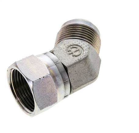 45deg JIC Angled Fitting UN 1-5/16''-12 Male x Female Steel 170bar (2388.5psi)