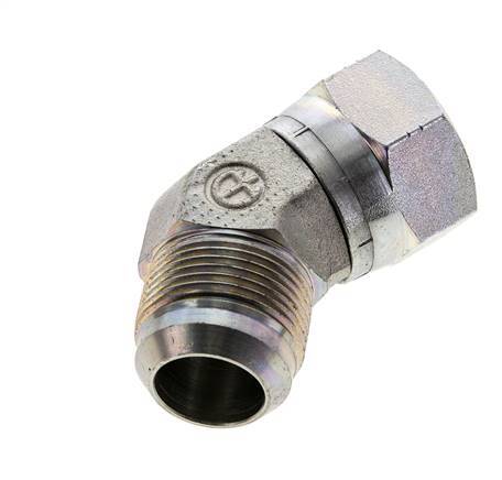 45deg JIC Angled Fitting UN 1-5/16''-12 Male x Female Steel 170bar (2388.5psi)