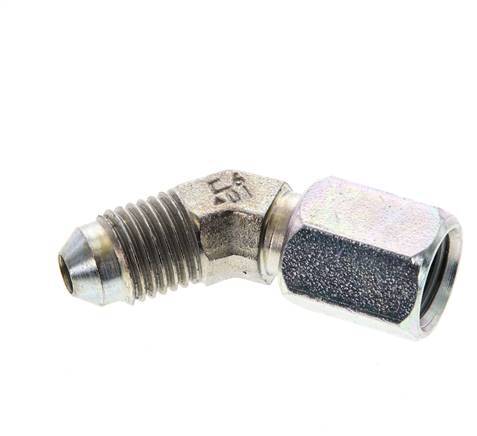 45deg JIC Angled Fitting UNF 7/16''-20 Male x Female Steel 310bar (4355.5psi)