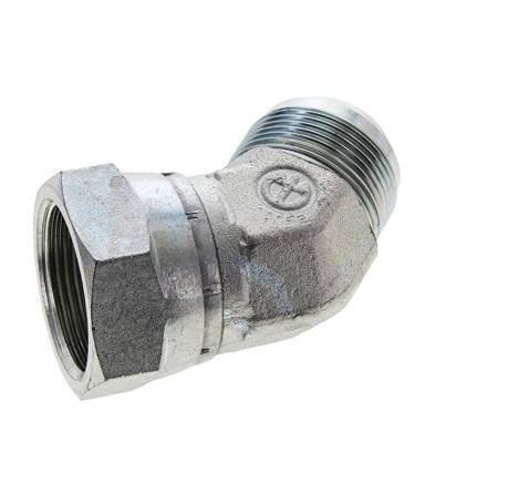 45deg JIC Angled Fitting UN 1-5/8''-12 Male x Female Steel 140bar (1967.0psi)