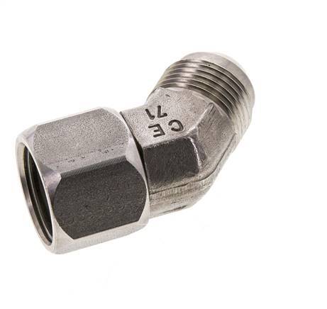45deg JIC Angled Fitting UN 1-1/16''-12 Male x Female Stainless Steel 210bar (2950.5psi)