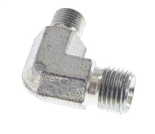 90deg Angled Reducing Fitting G1/8'' x G1/4'' High Pressure Steel 60° Cone 350bar (4917.5psi) Hydraulic