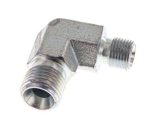 90deg Angled Reducing Fitting G1/8'' x G1/4'' High Pressure Steel 60° Cone 350bar (4917.5psi) Hydraulic