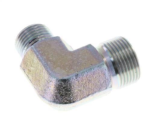 90deg Angled Reducing Fitting G1/2'' x G3/4'' High Pressure Steel 60° Cone 325bar (4566.25psi) Hydraulic