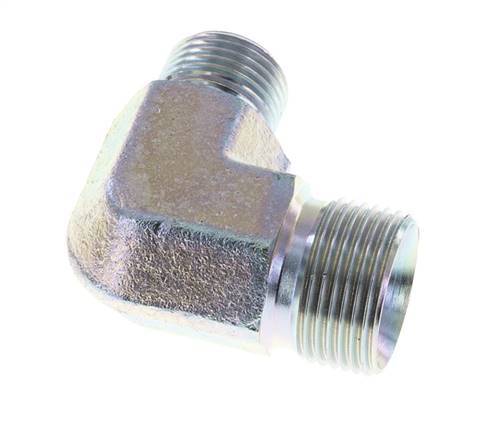 90deg Angled Reducing Fitting G1/2'' x G3/4'' High Pressure Steel 60° Cone 325bar (4566.25psi) Hydraulic