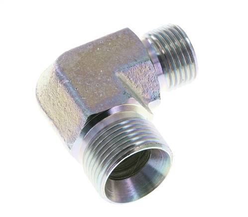 90deg Angled Reducing Fitting G1/2'' x G3/4'' High Pressure Steel 60° Cone 325bar (4566.25psi) Hydraulic