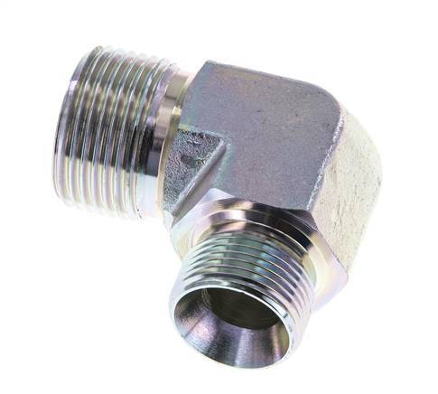 90deg Angled Reducing Fitting G3/4'' x G1'' High Pressure Steel 60° Cone 225bar (3161.25psi) Hydraulic