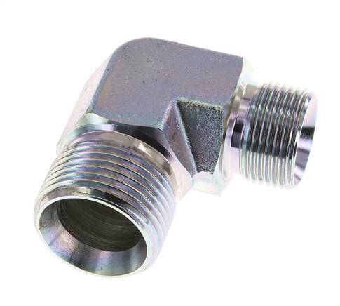 90deg Angled Reducing Fitting G3/4'' x G1'' High Pressure Steel 60° Cone 225bar (3161.25psi) Hydraulic