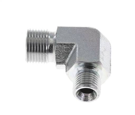 90deg Angled Reducing Fitting G1/4'' x G3/8'' High Pressure Steel 60° Cone 325bar (4566.25psi) Hydraulic