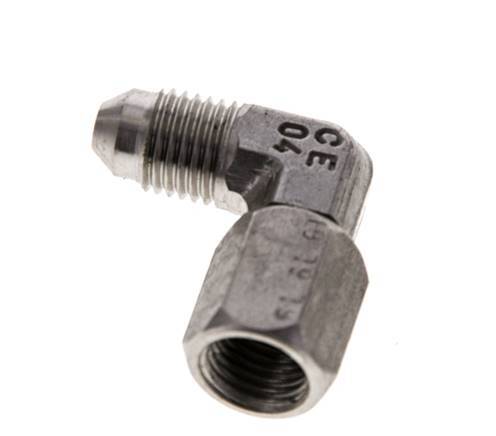90deg JIC Angled Fitting UNF 7/16''-20 Male x Female Stainless Steel 310bar (4355.5psi)