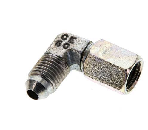 90deg JIC Angled Fitting UNF 7/16''-20 Male x Female Steel 310bar (4355.5psi)