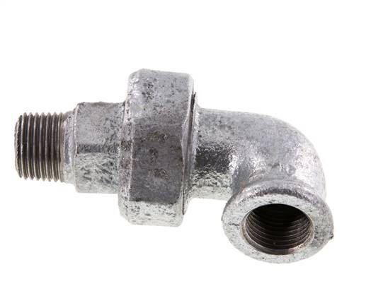 90deg Angled Connector 1/2'' Male R x Female Rp Cast Iron Conical Seal 25bar (351.25psi)