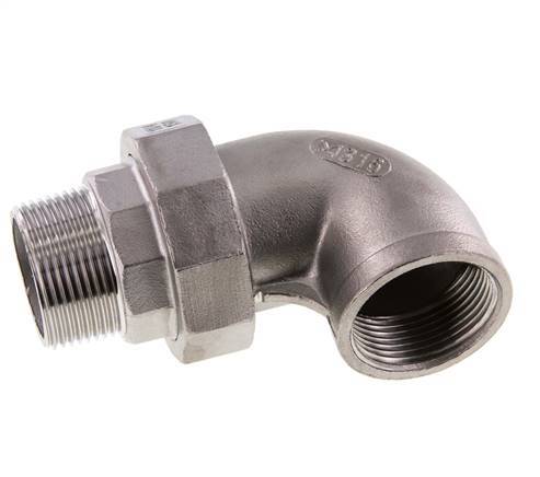 90deg Angled Connector 1 1/4'' Male R x Female Rp Stainless Steel Conical Seal 16bar (224.8psi)