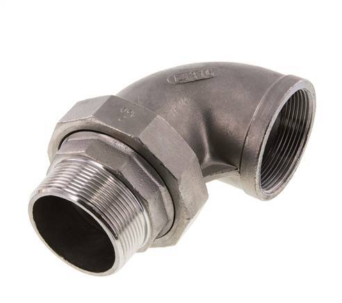 90deg Angled Connector 2'' Male R x Female Rp Stainless Steel Conical Seal 16bar (224.8psi)