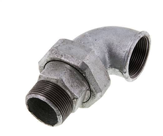 90deg Angled Connector 1 1/2'' Male R x Female Rp Cast Iron Conical Seal 25bar (351.25psi)