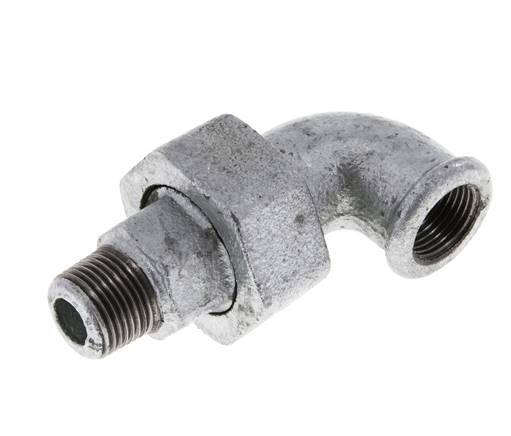 90deg Angled Connector 3/8'' Male R x Female Rp Cast Iron Conical Seal 25bar (351.25psi)