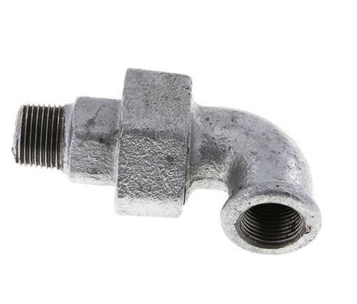 90deg Angled Connector 3/8'' Male R x Female Rp Cast Iron Conical Seal 25bar (351.25psi)