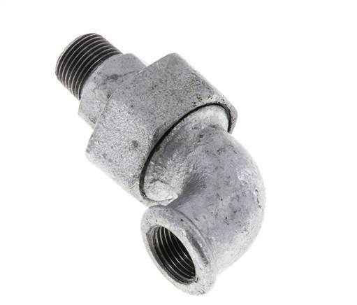 90deg Angled Connector 3/8'' Male R x Female Rp Cast Iron Conical Seal 25bar (351.25psi)