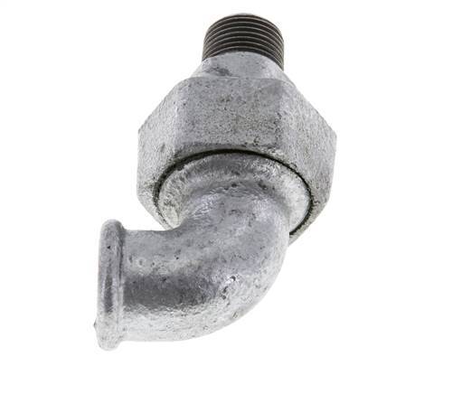 90deg Angled Connector 3/8'' Male R x Female Rp Cast Iron Conical Seal 25bar (351.25psi)
