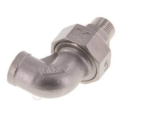 90deg Angled Connector 3/8'' Male R x Female Rp Stainless Steel Conical Seal 16bar (224.8psi)