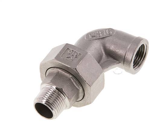 90deg Angled Connector 3/8'' Male R x Female Rp Stainless Steel Conical Seal 16bar (224.8psi)