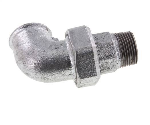90deg Angled Union Connector 1'' Male R x Female Rp Cast Iron Flat Seal Centellen 25bar (351.25psi)