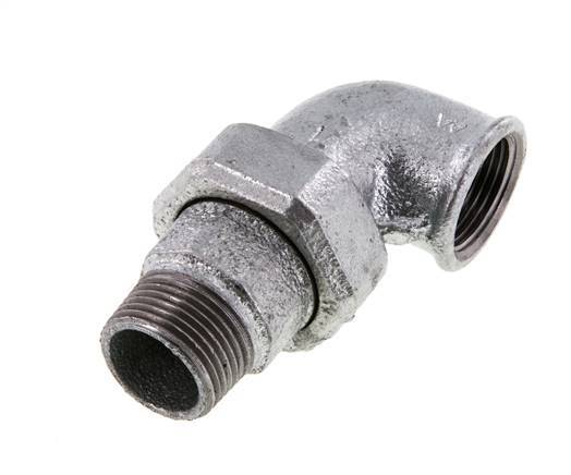 90deg Angled Union Connector 1'' Male R x Female Rp Cast Iron Flat Seal Centellen 25bar (351.25psi)
