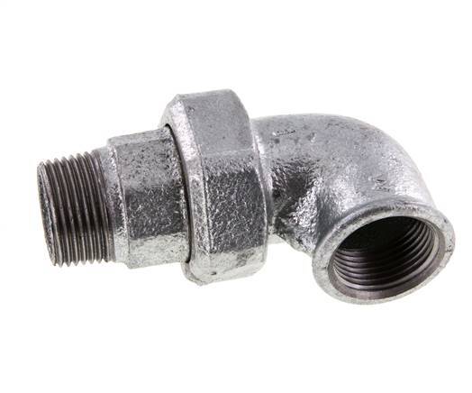 90deg Angled Union Connector 1'' Male R x Female Rp Cast Iron Flat Seal Centellen 25bar (351.25psi)