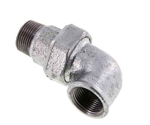 90deg Angled Union Connector 1'' Male R x Female Rp Cast Iron Flat Seal Centellen 25bar (351.25psi)