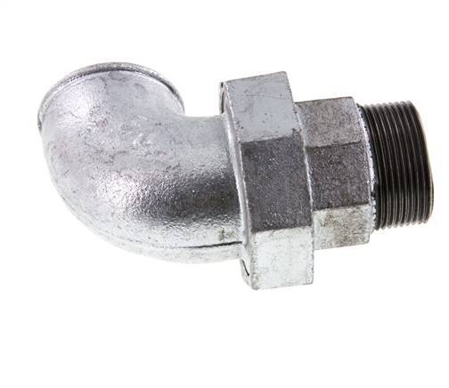 90deg Angled Union Connector 1 1/2'' Male R x Female Rp Cast Iron Flat Seal Centellen 25bar (351.25psi)