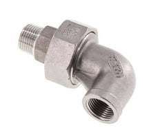 90deg Angled Union Connector 3/8'' Male R x Female Rp Stainless Steel Flat Seal PTFE 16bar (224.8psi)