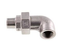 90deg Angled Union Connector 1/2'' Male R x Female Rp Stainless Steel Flat Seal PTFE 16bar (224.8psi)