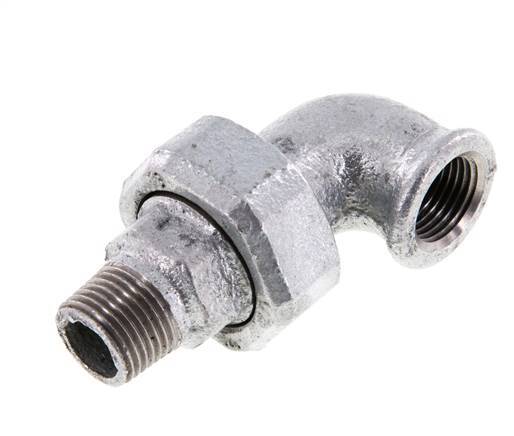 90deg Angled Union Connector 1/2'' Male R x Female Rp Cast Iron Flat Seal Centellen 25bar (351.25psi)