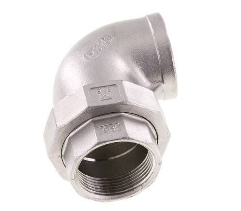 90deg Union Connector Rp1 1/2'' Female Stainless Steel Conical Seal 16bar (224.8psi)