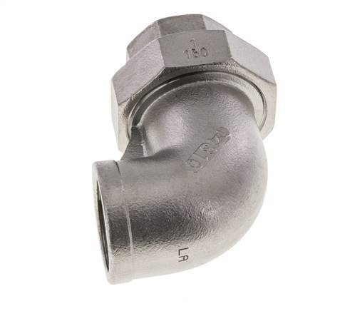 90deg Angled Union Connector Rp1'' Female Stainless Steel Flat Seal PTFE 16bar (224.8psi)