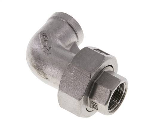 90deg Angled Union Connector Rp3/8'' Female Stainless Steel Flat Seal PTFE 16bar (224.8psi)