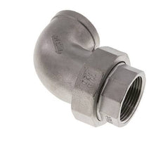 90deg Angled Union Connector Rp1 1/4'' Female Stainless Steel Flat Seal PTFE 16bar (224.8psi)