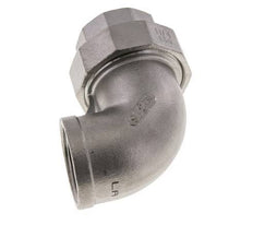 90deg Angled Union Connector Rp1 1/4'' Female Stainless Steel Flat Seal PTFE 16bar (224.8psi)