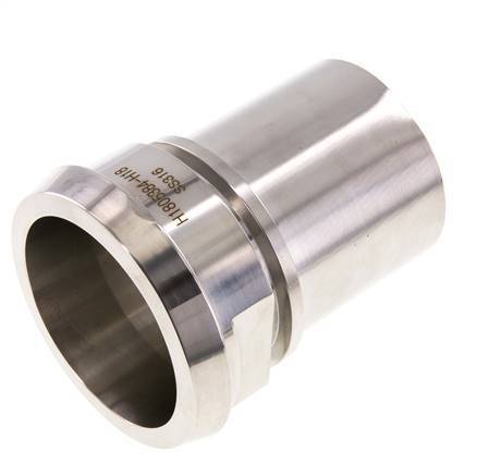 DIN 11851 Sanitary (Dairy) Fitting 86mm Cone x 2 1/2 inch (65 mm) Hose Pillar Stainless Steel Safety Collar