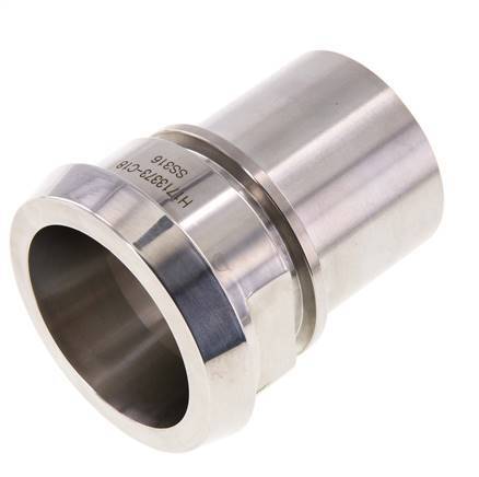 DIN 11851 Sanitary (Dairy) Fitting 68mm Cone x 2 inch (50 mm) Hose Pillar Stainless Steel Safety Collar