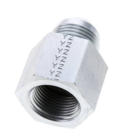 JIC Reducing Nipple UN 1-1/16''-12 Male x 3/4'' NPT Female Steel 170bar (2388.5psi)