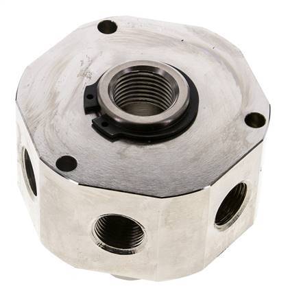 6-Way Rotary Joint 3/8'' x 1/2'' x3/4'' Nickel-plated Brass NBR 12bar (168.6psi)