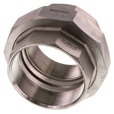 Union Straight Connector Rp3'' Female Stainless Steel Flat Seal PTFE 16bar (224.8psi)