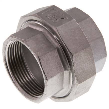 Union Straight Connector Rp1 1/2'' Female Stainless Steel Flat Seal PTFE 16bar (224.8psi)