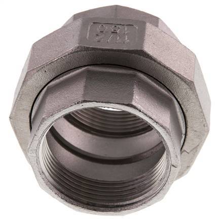 Union Straight Connector Rp1 1/2'' Female Stainless Steel Flat Seal PTFE 16bar (224.8psi)
