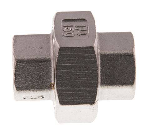 Union Straight Connector Rp1/4'' Female Stainless Steel Flat Seal PTFE 16bar (224.8psi)