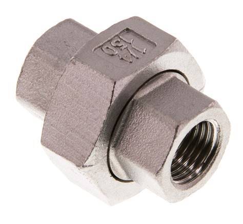 Union Straight Connector Rp1/4'' Female Stainless Steel Flat Seal PTFE 16bar (224.8psi)